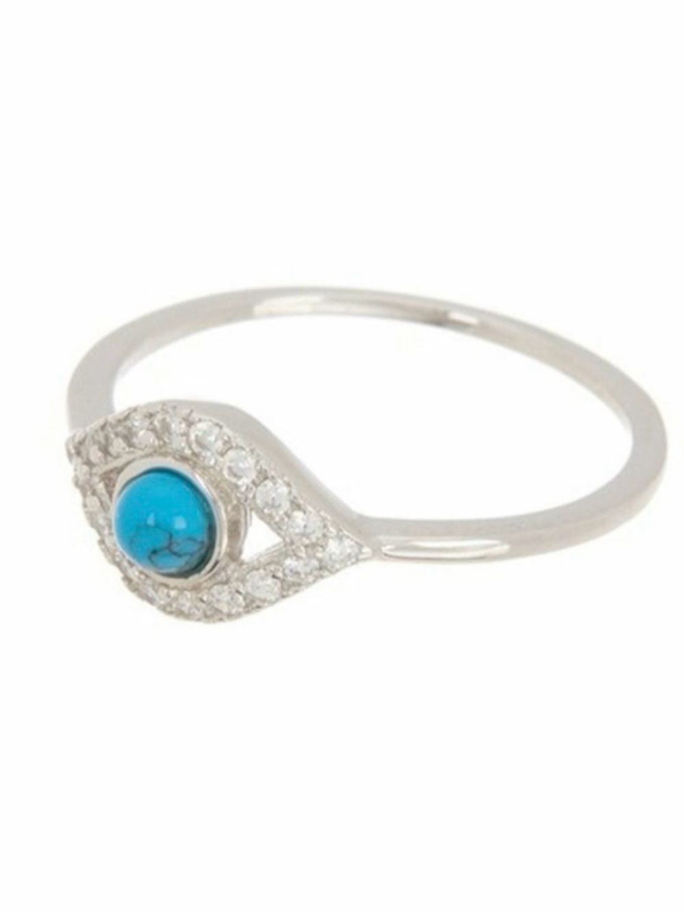 Adornia Sterling Silver Turquoise Evil Eye Ring Swarovski Crystal Accents